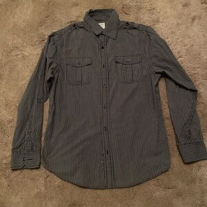 Old Navy Charcoal and White Striped Shirt
